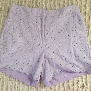 Ann Taylor Lavender Eyelet Scalloped Hem Shorts  6 Feminine Cottagecore summer